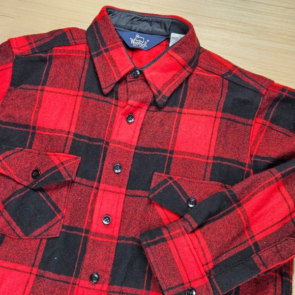 Vintage 80s Woolrich Mens Buffalo Plaid Flannel Size L Wool Button Front - Picture 1 of 8
